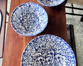 Blue & White Spongeware pieces