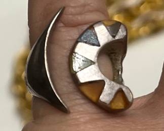 Vintage Taxco Sterling ring with inlaid stones