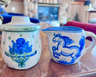 M.A. HADLEY POTTERY CREAMER AND SUGAR