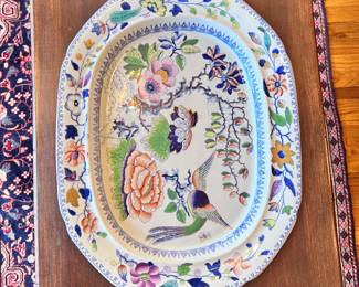 Rare 19th Century Flying Bird Ironstone Platter that inserts into table - see following photos