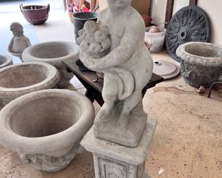 Vintage Cement Yard Art, statues, planters