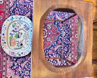 Rare 19th Century Flying Bird Ironstone Platter that inserts into table - Platter removed to show table