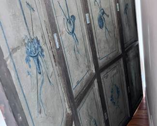 Backside of the 19th Century French Folding Screen with Original Hand Painting Scene Very Rare and Fragile.