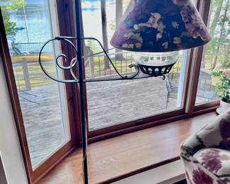 Antique wrought iron floor lamp oil lamp base