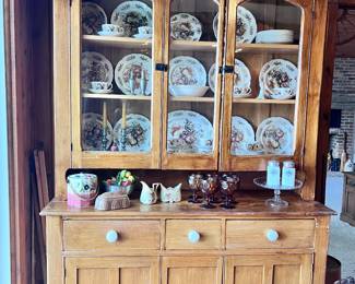 Beautiful antique hutch, filled with
