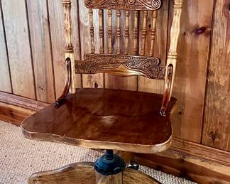 Pressed back wooden office chair