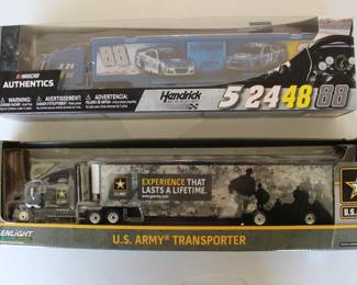 New in box Hendrick semi trailers. U. S. Army
