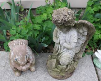 Concrete squirrel and angel
