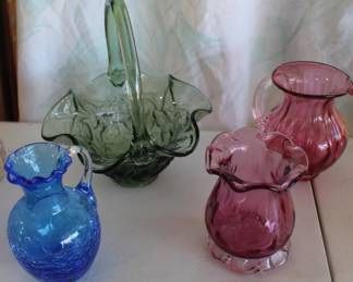 Color glass baskets