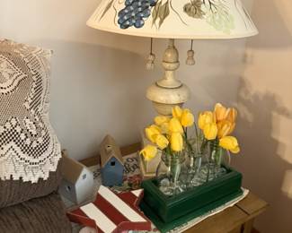. . . faux tulips and great tole lamp