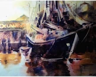 Chris Van Winkle Delaney’s Newport Harbor, Watercolor on Paper