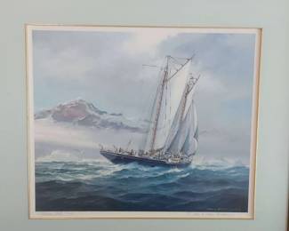 Signed and numbered Ship Print by, Thomas Wells 426/550