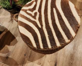 Authentic African zebra skin drum
