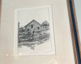 David Holmes ‘Virginia Farmyard” Original signed etching 7/50