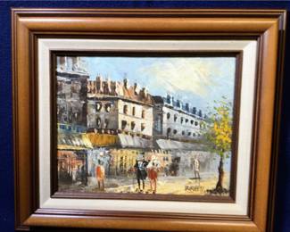 Burnett Oil on Board Paris Scene of Mansard Roof