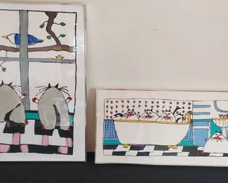 Martha Wahlert Cat Art signed
