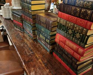 Many Franklin Leather Bound Books as well as other books including a first Edition of Iron Man
