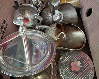 Large assortment of Silverplate items including flatware