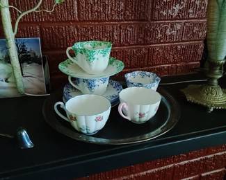 Shelley tea cup and saucers. Sold separately.