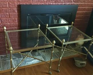 Glass and metal end tables.
