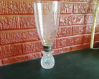 3 piece welcome candle holder. Silver and etched glass.