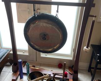 Gong - very Large about 32" Wide (the gong itself) Singing bowls