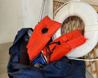 Inflatable Boat, Oars, Vest