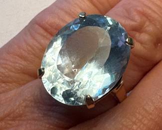Blue topaz on 14kt yellow gold setting size 5 - $400