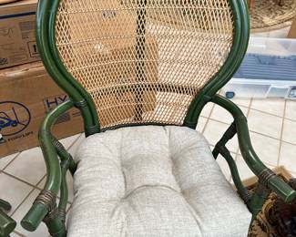 #8 - $160 - Pair of green wicker armchairs 24wx25dx41t