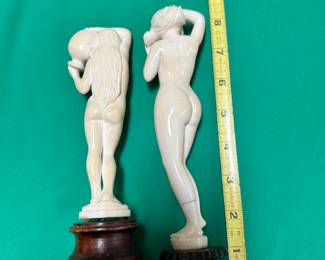 #119 - $350 - 2 nudes ivory statues - one repaired on ankle