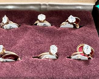 #109 - $150 - 14kt gold - 6 rings - with CZ diamonds 1gr w/out stone