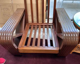 #1 - $1,450 - MCM 1950's Set handcrafted in Panama made of Honduras mahogany. corner loveseat/chair/side table & coffee table - Loveseat: 56wx31dx35t - chair: 30wx32dx38t - side table: 46wx46dx21t - coffee table: 41wx21dx18t MCM made Honduras mahogany 1960's two armchairs 34wx32dx34t