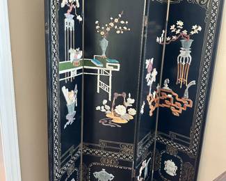 #37 - $450 - Asian stone screen 4 panels 64wx72t