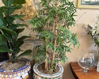 #29 - $36 - Asian planter smaller on stand 13.5wx17.5t - with stand