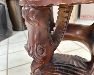 #7 - $80 each - Round carved side tables - 2 available 11 roundx19t