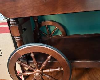#48 - $160 - Mahogany rolling cart 31wx19dx30t 36d with leaf