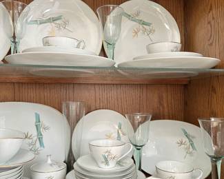 #20 - $160 - Set of Noritake "Oriental" 6341 - includes the green stemware
