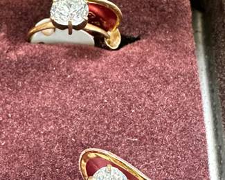 #109 - $150 - 14kt gold - 6 rings - with CZ diamonds 1gr w/out stone