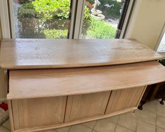 #19 - $180 - Oak bleached sideboard/cabinet 57wx19dx31t bought in Daytona in the 80's - hideaway storage