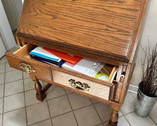 #15 - $400 - Oak secretary with drop front from Michigan 32wx20dx77t purchased in 1987