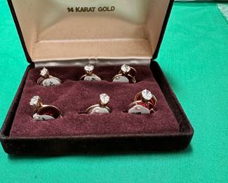 #109 - $150 - 14kt gold - 6 rings - with CZ diamonds 1gr w/out stone