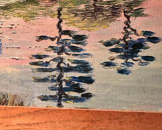 #68 - $400 - Fred Hassebrock 1946 oil painting of lake scene -Florida Highwaymen painter