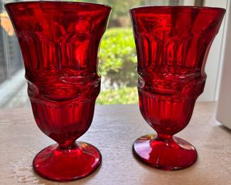 #21 - $130 for the ice tea glasses $90 for wine glasses $90 for cordial glasses - Argus Ruby red stemware 34 pieces total