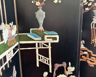 #37 - $450 - Asian stone screen 4 panels 64wx72t