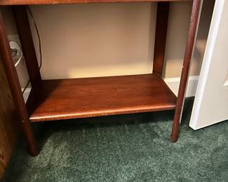 #87 - $40 each - Vintage small pegged side table mahogany 2 available 25wx12dx22t