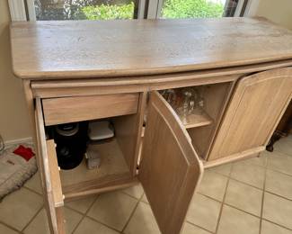 #19 - $180 - Oak bleached sideboard/cabinet 57wx19dx31t bought in Daytona in the 80's - hideaway storage