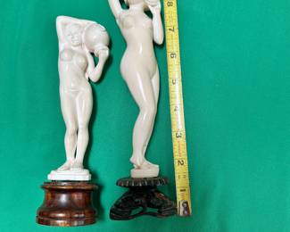 #119 - $350 - 2 nudes ivory statues - one repaired on ankle