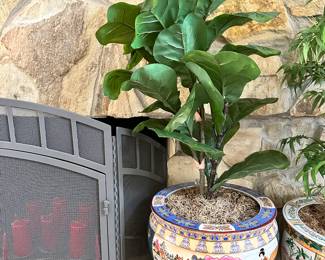 #28 - $50 - Asian planter large on stand 14wx20t - with stand