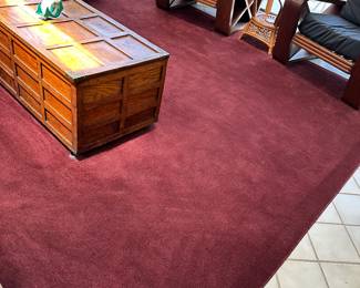 #14A - $60 - Solid burgundy area rug 144x144