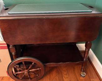 #48 - $160 - Mahogany rolling cart 31wx19dx30t 36d with leaf